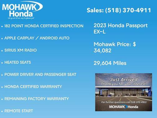 Platinum White Pearl 2023 Honda Passport AWD EX-L