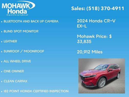 Radiant Red Metallic 2024 Honda CR-V EX-L AWD