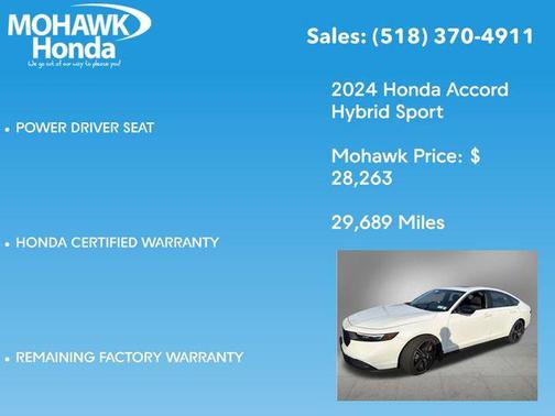 Platinum White Pearl 2024 Honda Accord Hybrid Sport