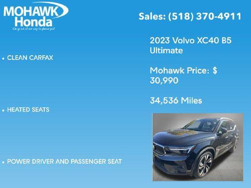 Onyx Black Metallic 2023 Volvo XC40 B5 Ultimate Bright Theme