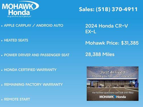 Platinum White Pearl 2024 Honda CR-V EX-L 2WD