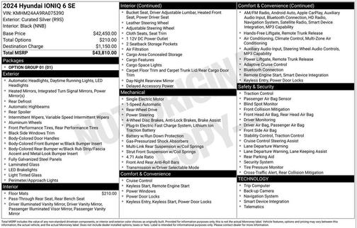 Curated Silver 2024 Hyundai IONIQ 6 SE