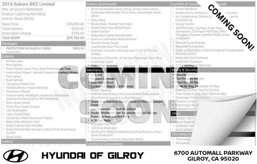 2014 Subaru BRZ Limited