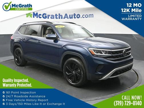 Tourmaline Blue Metallic 2022 Volkswagen Atlas 3.6L SE w/Technology