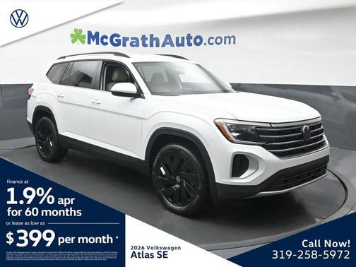Opal White Pearl 2026 Volkswagen Atlas 2.0T SE W/TECHNOLOGY