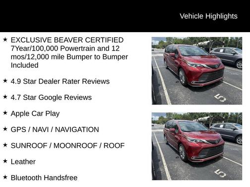 2022 Toyota Sienna Platinum 7 Passenger