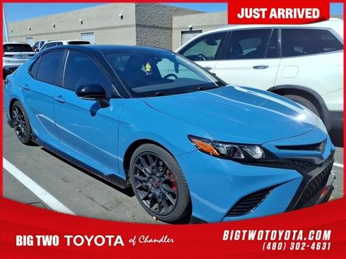 Cavalry Blue with two-ton 2022 Toyota Camry TRD