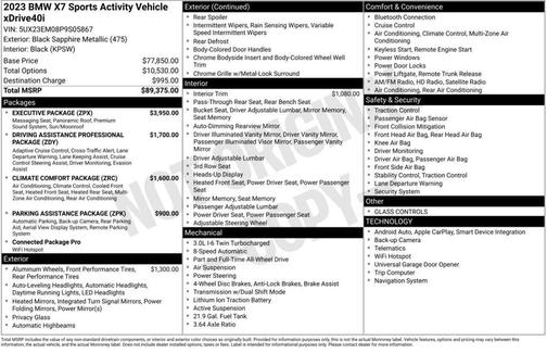 Black Sapphire Metallic 2023 BMW X7 xDrive40i