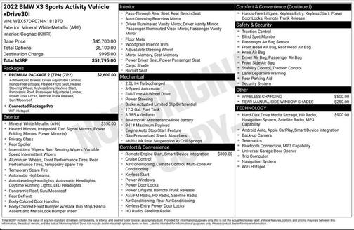 Mineral White Metallic 2022 BMW X3 xDrive30i