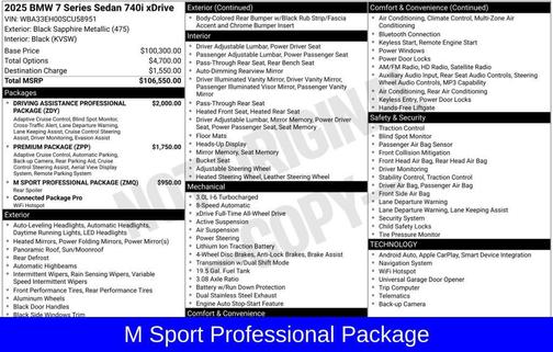 Black Sapphire Metallic 2025 BMW 740 740i xDrive
