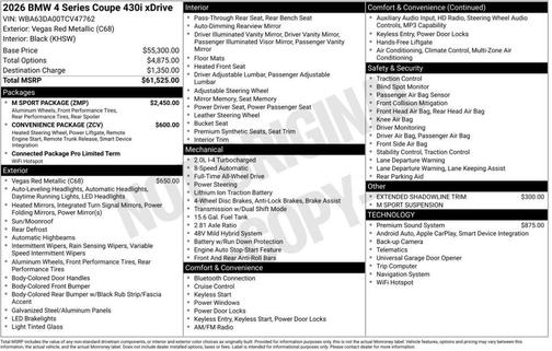 Vegas Red Metallic 2026 BMW 430 i xDrive