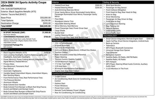 Black Sapphire Metallic 2024 BMW X4 xDrive30i