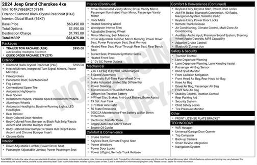 Diamond Black Crystal Pearlcoat 2024 Jeep Grand Cherokee 4xe Base