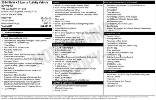 Black Sapphire Metallic 2024 BMW X5 xDrive40i