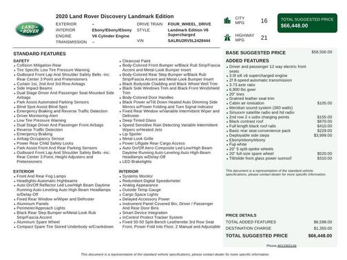 Fuji White 2020 Land Rover Discovery Landmark Edition