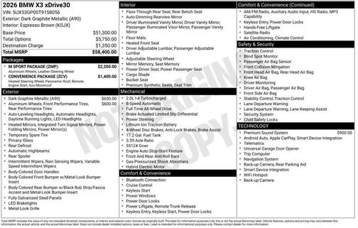 Dark Graphite Metallic 2026 BMW X3 30 xDrive