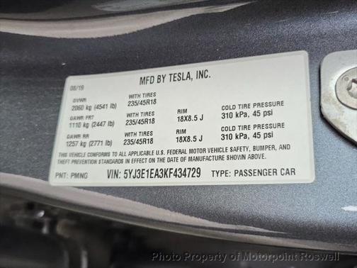 2019 Tesla Model 3 Standard Range