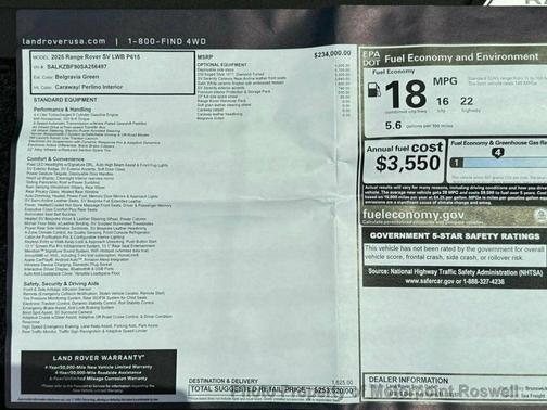 2025 Land Rover Range Rover P615 SV