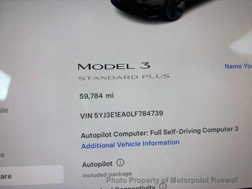 2020 Tesla Model 3 Standard Range Plus
