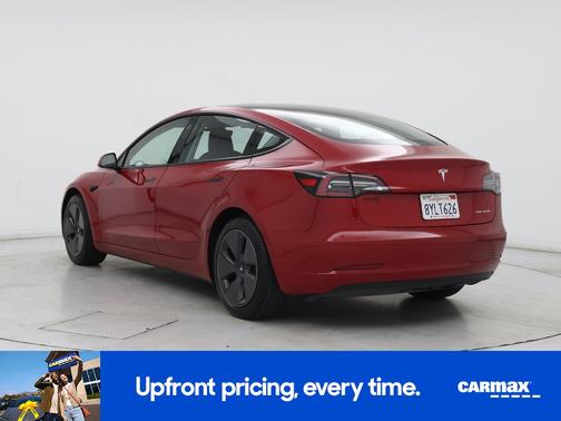 Red 2021 Tesla Model 3 Long Range