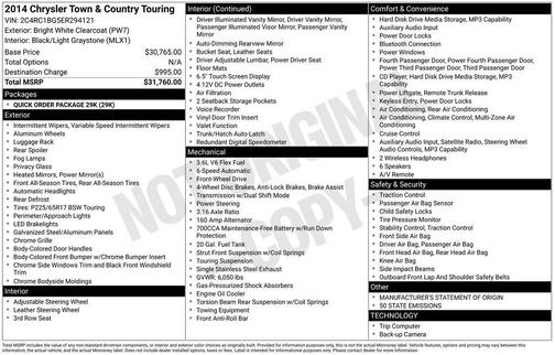 White 2014 Chrysler Town & Country Touring