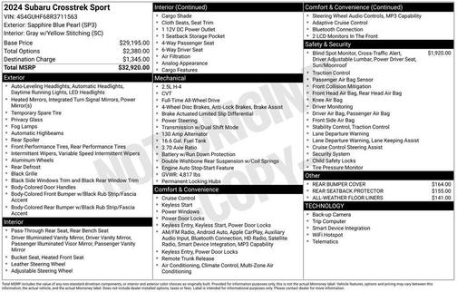 Sapphire Blue Pearl 2024 Subaru Crosstrek Sport
