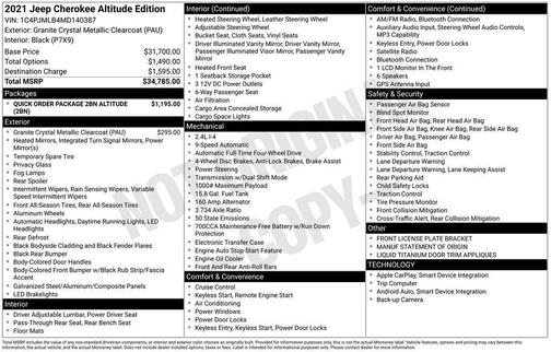 Gray 2021 Jeep Cherokee Latitude Plus