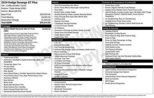 Silver 2024 Dodge Durango GT