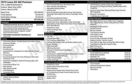 Black 2019 Lexus GX 460 Base