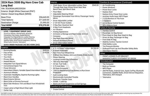 White 2024 RAM 3500 Big Horn