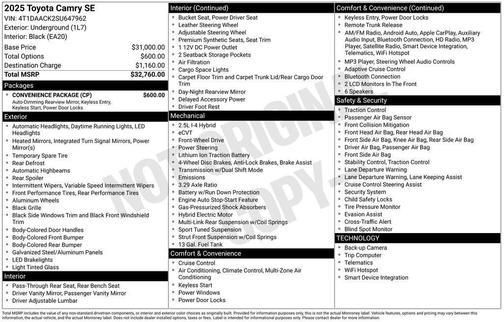 2025 Toyota Camry SE