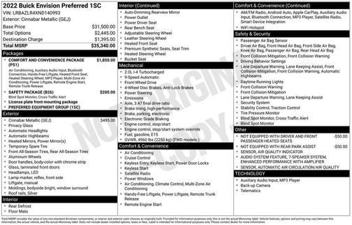 Red 2022 Buick Envision Preferred
