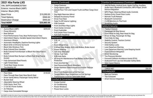 Black 2021 Kia Forte LXS