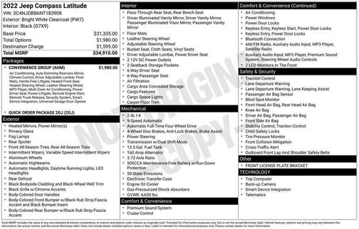 White 2022 Jeep Compass Latitude