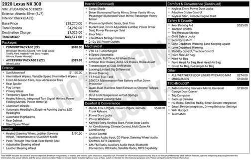 Silver 2020 Lexus NX 300 Base