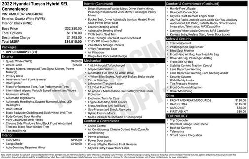 2022 Hyundai TUCSON Hybrid SEL Convenience
