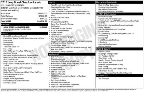 Gray 2015 Jeep Grand Cherokee Laredo