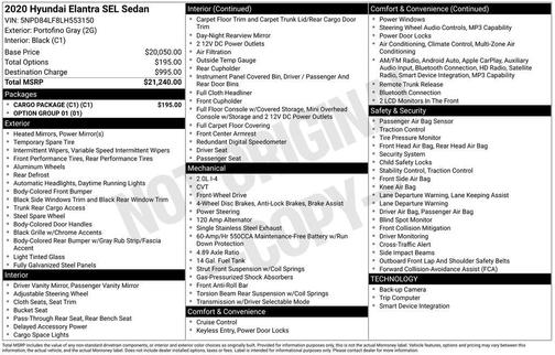 2020 Hyundai ELANTRA SEL