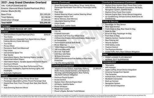 Black 2021 Jeep Grand Cherokee Overland
