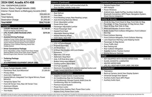 Black 2024 GMC Acadia AT4