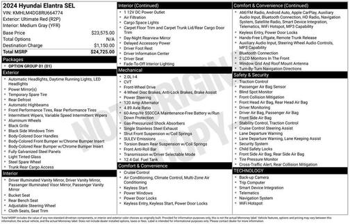 Red 2024 Hyundai ELANTRA SEL
