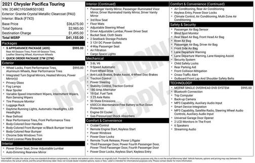 Gray 2021 Chrysler Pacifica Touring
