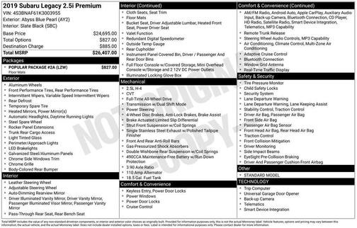 2019 Subaru Legacy 2.5i Premium