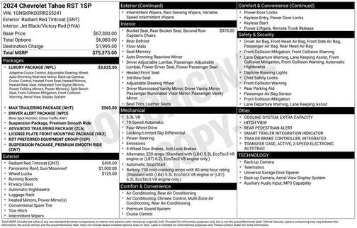 Red 2024 Chevrolet Tahoe RST