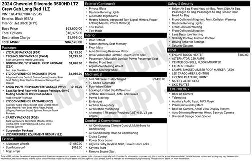 Black 2024 Chevrolet Silverado 3500 LTZ