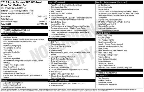 Gray 2018 Toyota Tacoma TRD Off Road