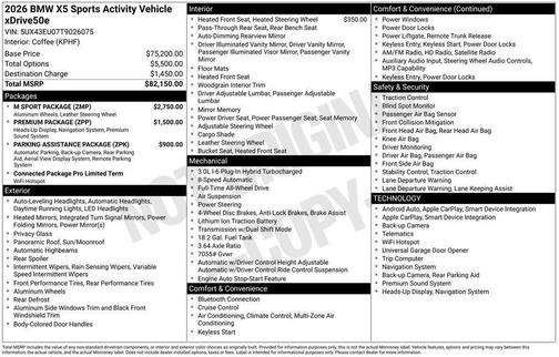 Black 2026 BMW X5 PHEV xDrive50e