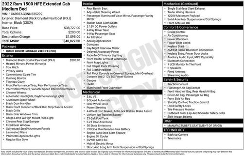 Black 2022 RAM 1500 HFE