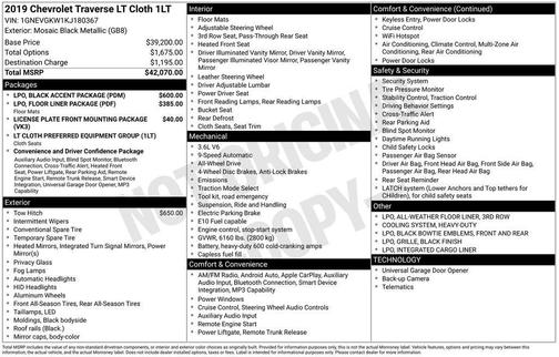 Black 2019 Chevrolet Traverse LT Cloth