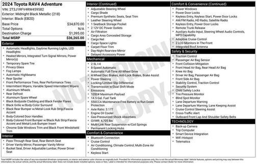 Black 2024 Toyota RAV4 Adventure